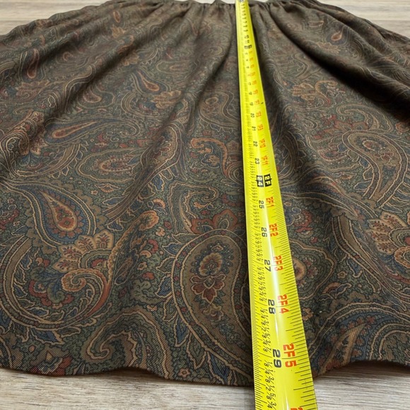 Vintage Brown Paisley Midi Skirt Dark Academia A Line Chaus Old Money Twee - Picture 11 of 11